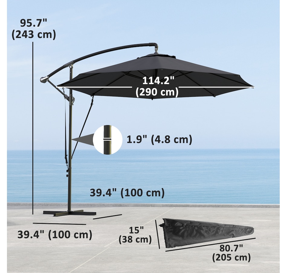Image 993402_ALTMORE11.jpg, Product 993-402 / Price $129.99, Outsunny 9.5FT Cantilever Patio Umbrella from Outsunny on TSC.ca's Home & Garden department
