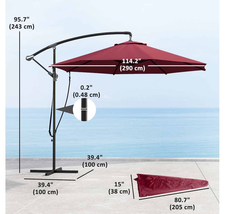 Image 993402_ALTMORE2.jpg, Product 993-402 / Price $129.99, Outsunny 9.5FT Cantilever Patio Umbrella from Outsunny on TSC.ca's Home & Garden department