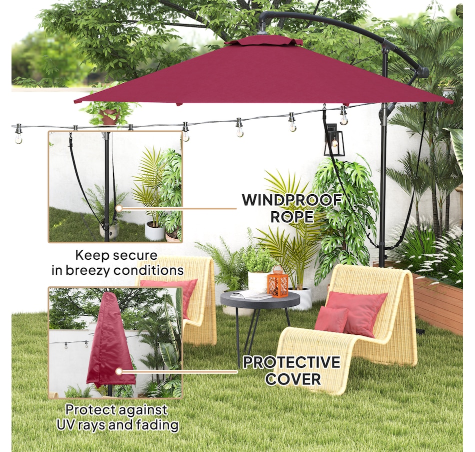 Image 993402_ALTMORE3.jpg, Product 993-402 / Price $129.99, Outsunny 9.5FT Cantilever Patio Umbrella from Outsunny on TSC.ca's Home & Garden department