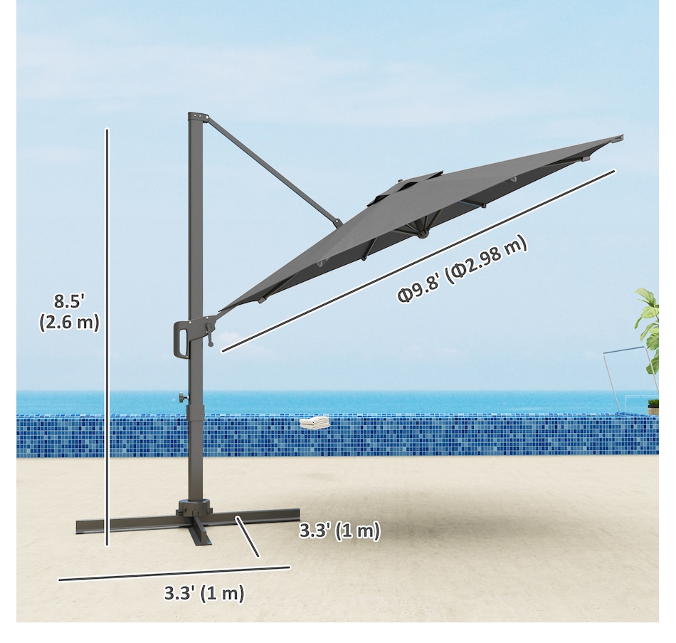 Image 993406_ALTMORE11.jpg, Product 993-406 / Price $209.99, Outsunny 10' Offset Patio Umbrella 360° Cantilever Umbrella from Outsunny on TSC.ca's Home & Garden department