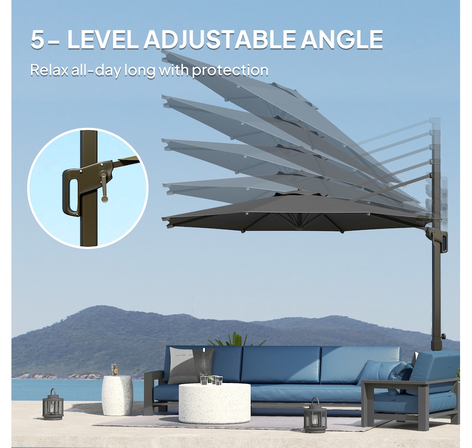 Image 993406_ALTMORE13.jpg, Product 993-406 / Price $209.99, Outsunny 10' Offset Patio Umbrella 360° Cantilever Umbrella from Outsunny on TSC.ca's Home & Garden department