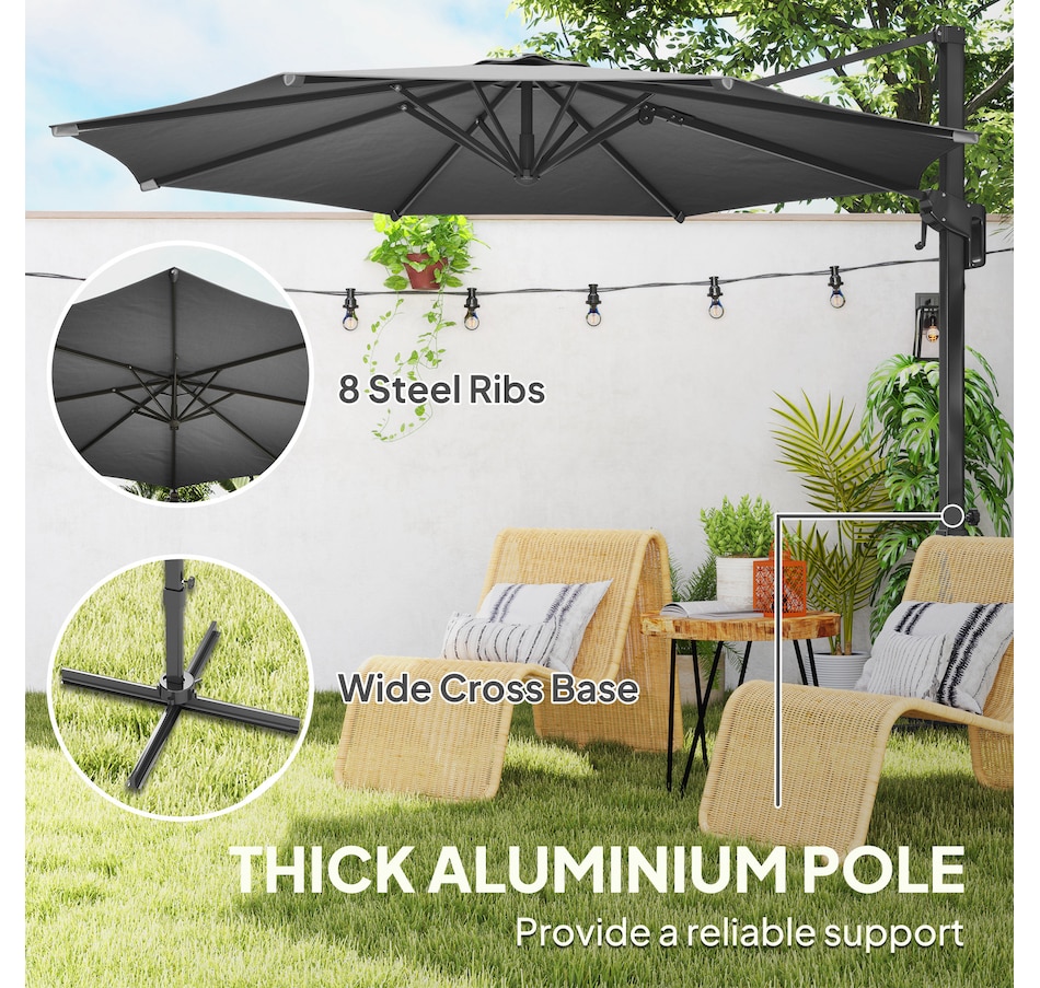 Image 993406_ALTMORE14.jpg, Product 993-406 / Price $209.99, Outsunny 10' Offset Patio Umbrella 360° Cantilever Umbrella from Outsunny on TSC.ca's Home & Garden department