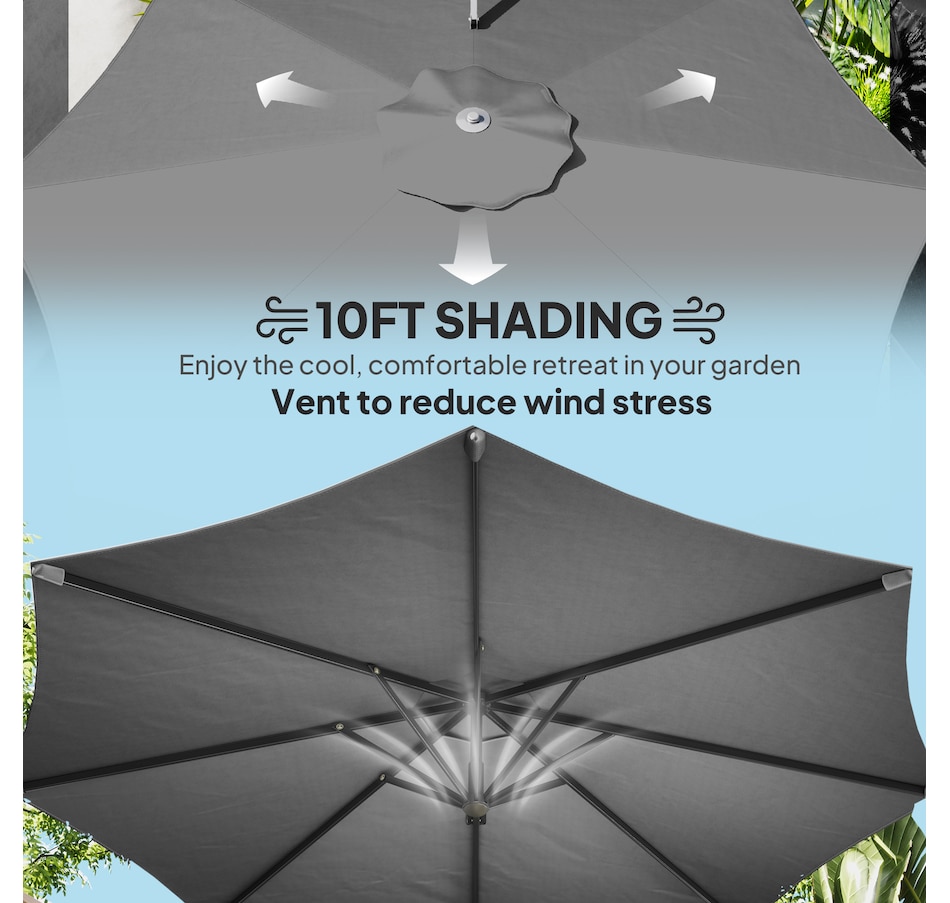 Image 993406_ALTMORE15.jpg, Product 993-406 / Price $209.99, Outsunny 10' Offset Patio Umbrella 360° Cantilever Umbrella from Outsunny on TSC.ca's Home & Garden department