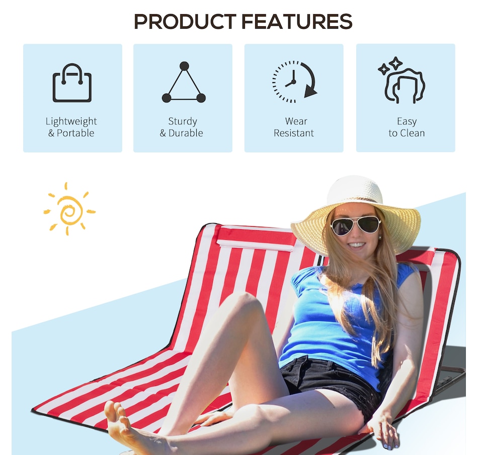 Image 993428_ALTMORE24.jpg, Product 993-428 / Price $64.99, Set of 2 Beach Lounge Chair Sun Lounger, Folding Ground Beach Mat, Beige from Outsunny on TSC.ca's Health & Fitness department