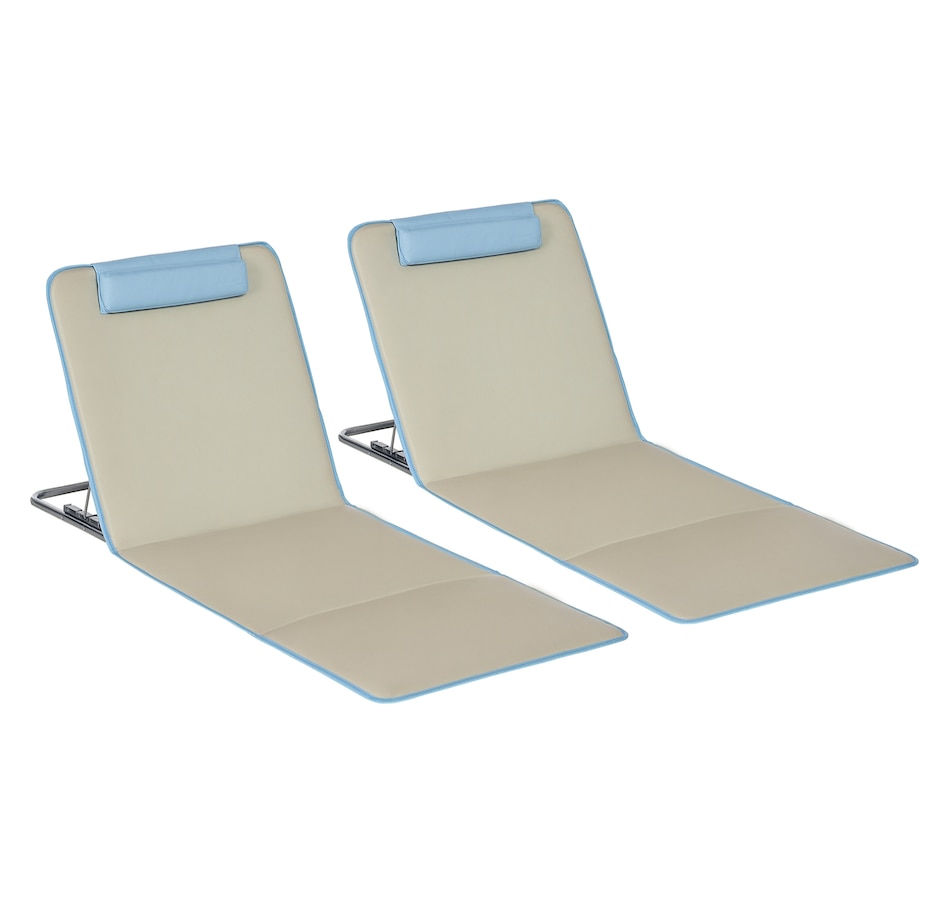 Image 993428_ST01.jpg, Product 993-428 / Price $64.99, Set of 2 Beach Lounge Chair Sun Lounger, Folding Ground Beach Mat, Beige from Outsunny on TSC.ca's Health & Fitness department