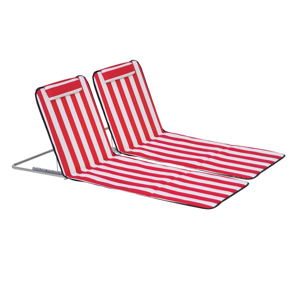 Image 993428_ST03.jpg, Product 993-428 / Price $64.99, Set of 2 Beach Lounge Chair Sun Lounger, Folding Ground Beach Mat, Beige from Outsunny on TSC.ca's Health & Fitness department