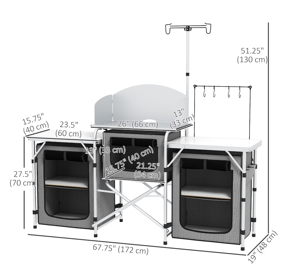 Image 993432_ALTMORE10.jpg, Product 993-432 / Price $154.99, Outsunny Folding Camping Kitchen Table with Storage from Outsunny on TSC.ca's Health & Fitness department