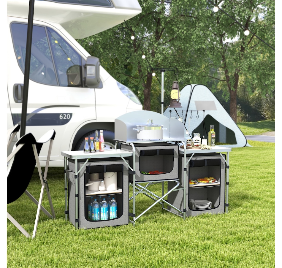 Image 993432_ALTMORE2.jpg, Product 993-432 / Price $154.99, Outsunny Folding Camping Kitchen Table with Storage from Outsunny on TSC.ca's Health & Fitness department
