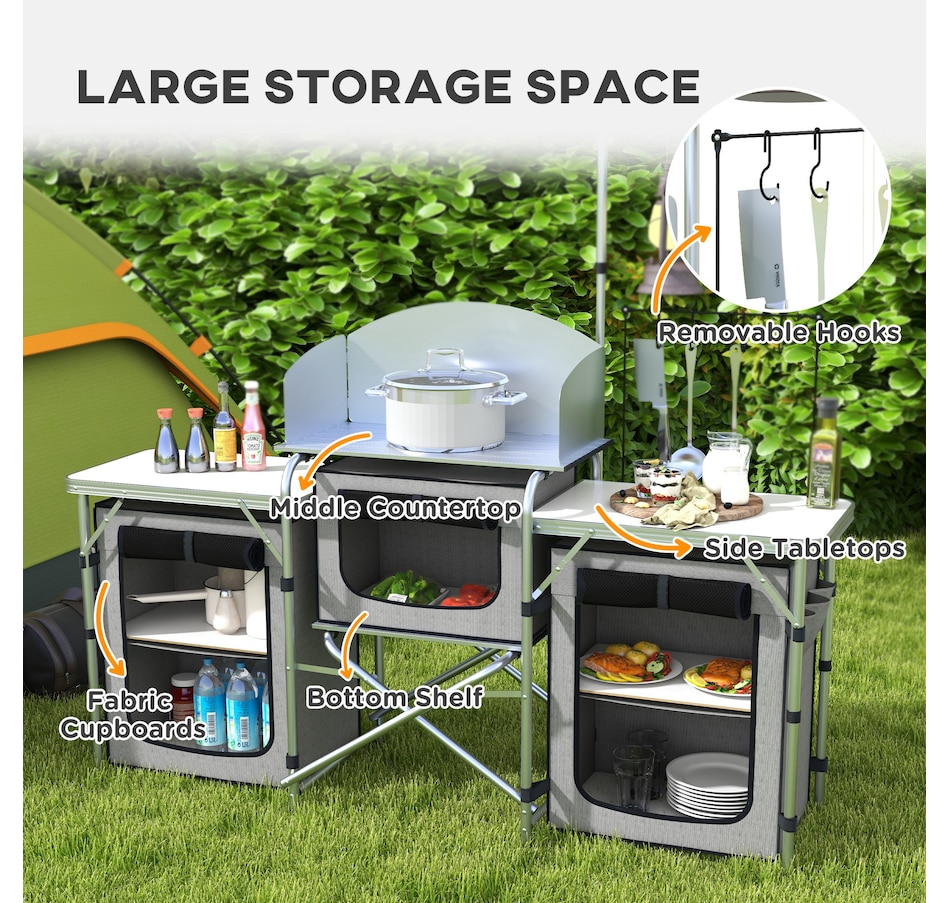 Image 993432_ALTMORE4.jpg, Product 993-432 / Price $154.99, Outsunny Folding Camping Kitchen Table with Storage from Outsunny on TSC.ca's Health & Fitness department
