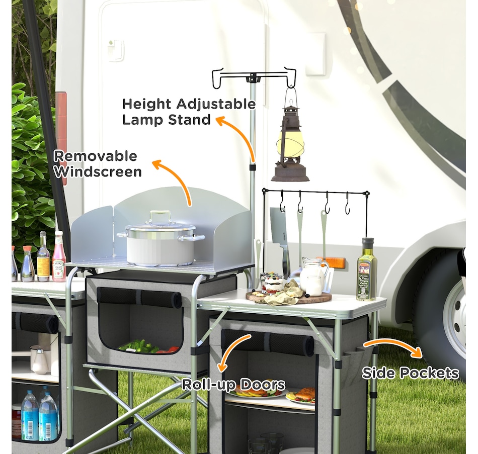 Image 993432_ALTMORE5.jpg, Product 993-432 / Price $154.99, Outsunny Folding Camping Kitchen Table with Storage from Outsunny on TSC.ca's Health & Fitness department