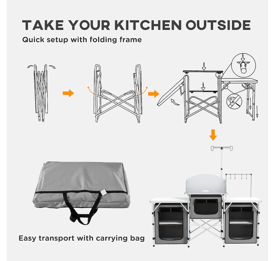 Image 993432_ALTMORE6.jpg, Product 993-432 / Price $154.99, Outsunny Folding Camping Kitchen Table with Storage from Outsunny on TSC.ca's Health & Fitness department