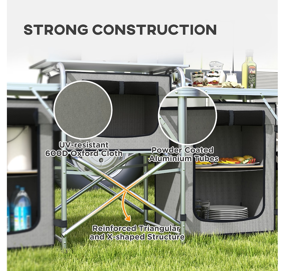 Image 993432_ALTMORE7.jpg, Product 993-432 / Price $154.99, Outsunny Folding Camping Kitchen Table with Storage from Outsunny on TSC.ca's Health & Fitness department