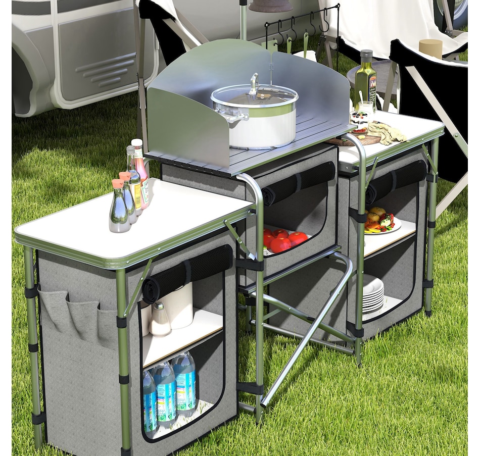 Image 993432_ALTMORE8.jpg, Product 993-432 / Price $154.99, Outsunny Folding Camping Kitchen Table with Storage from Outsunny on TSC.ca's Health & Fitness department