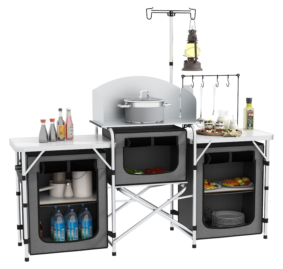 Image 993432_ST01.jpg, Product 993-432 / Price $154.99, Outsunny Folding Camping Kitchen Table with Storage from Outsunny on TSC.ca's Health & Fitness department