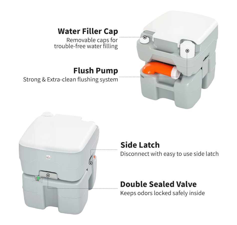 Image 993435_ALTMORE3.jpg, Product 993-435 / Price $114.99, HOMCOM Outdoor Portable Travel Toilet Flushable Tank from HOMCOM on TSC.ca's Health & Fitness department