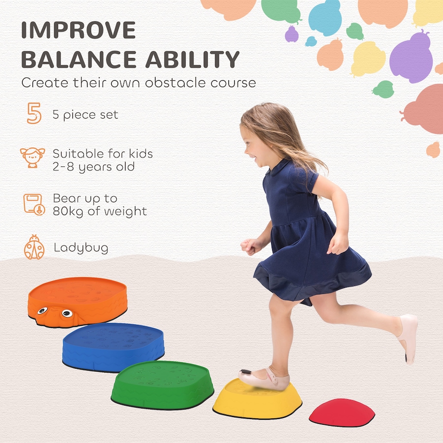 Image 993460_ALTMORE3.jpg, Product 993-460 / Price $24.99, Qaba Ladybug Kids Balance Stepping Stones, Non-Slip Balance River Stones from Qaba on TSC.ca's Home & Garden department