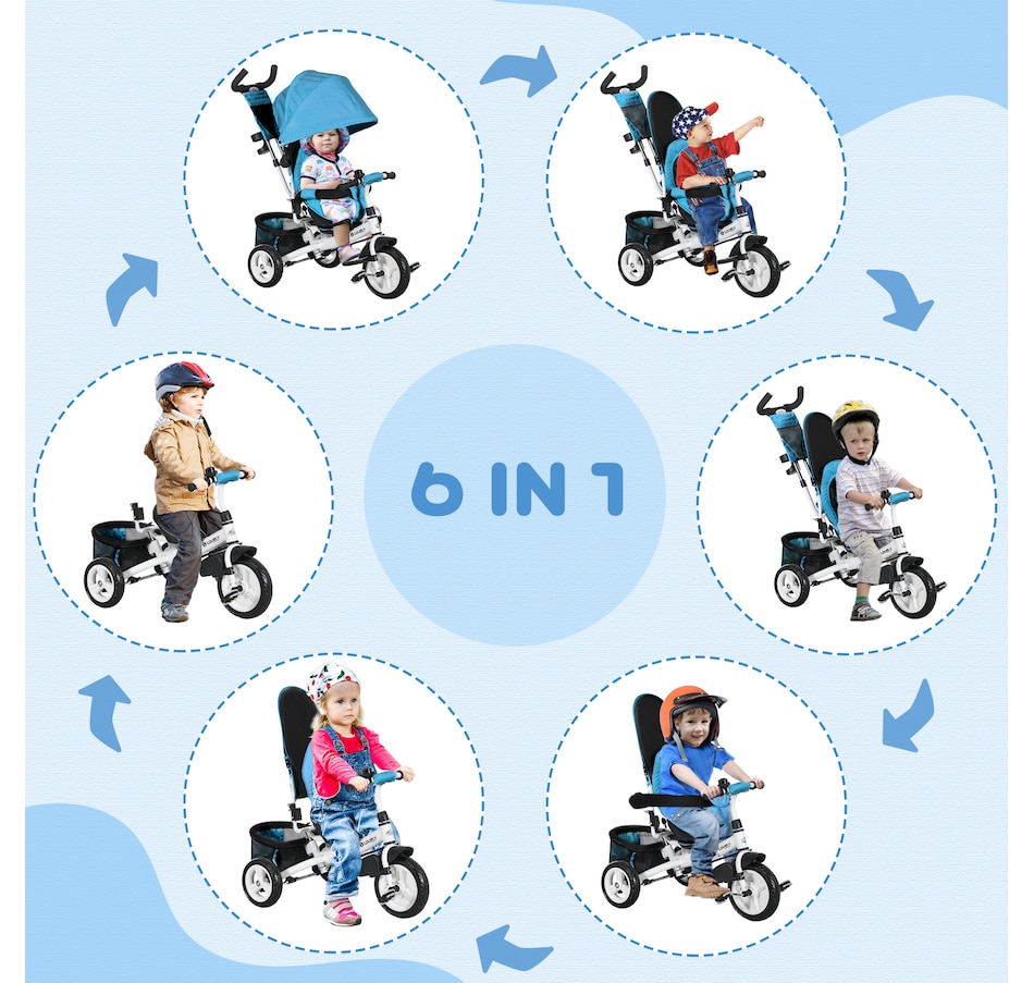Image 993463_ALTMORE3.jpg, Product 993-463 / Price $139.99, Qaba 6 in 1 Tricycle for Toddler 1-5 Years with Parent-Push Handle, Blue from Qaba on TSC.ca's Toys & Hobbies department