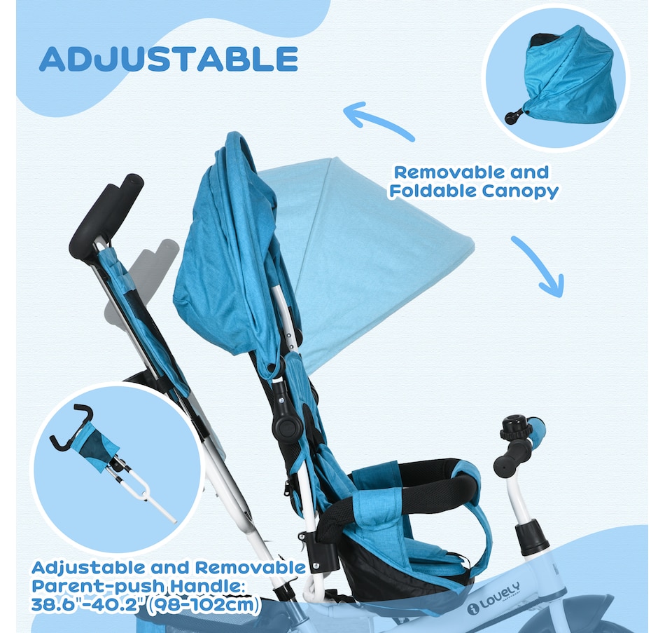 Image 993463_ALTMORE4.jpg, Product 993-463 / Price $139.99, Qaba 6 in 1 Tricycle for Toddler 1-5 Years with Parent-Push Handle, Blue from Qaba on TSC.ca's Toys & Hobbies department