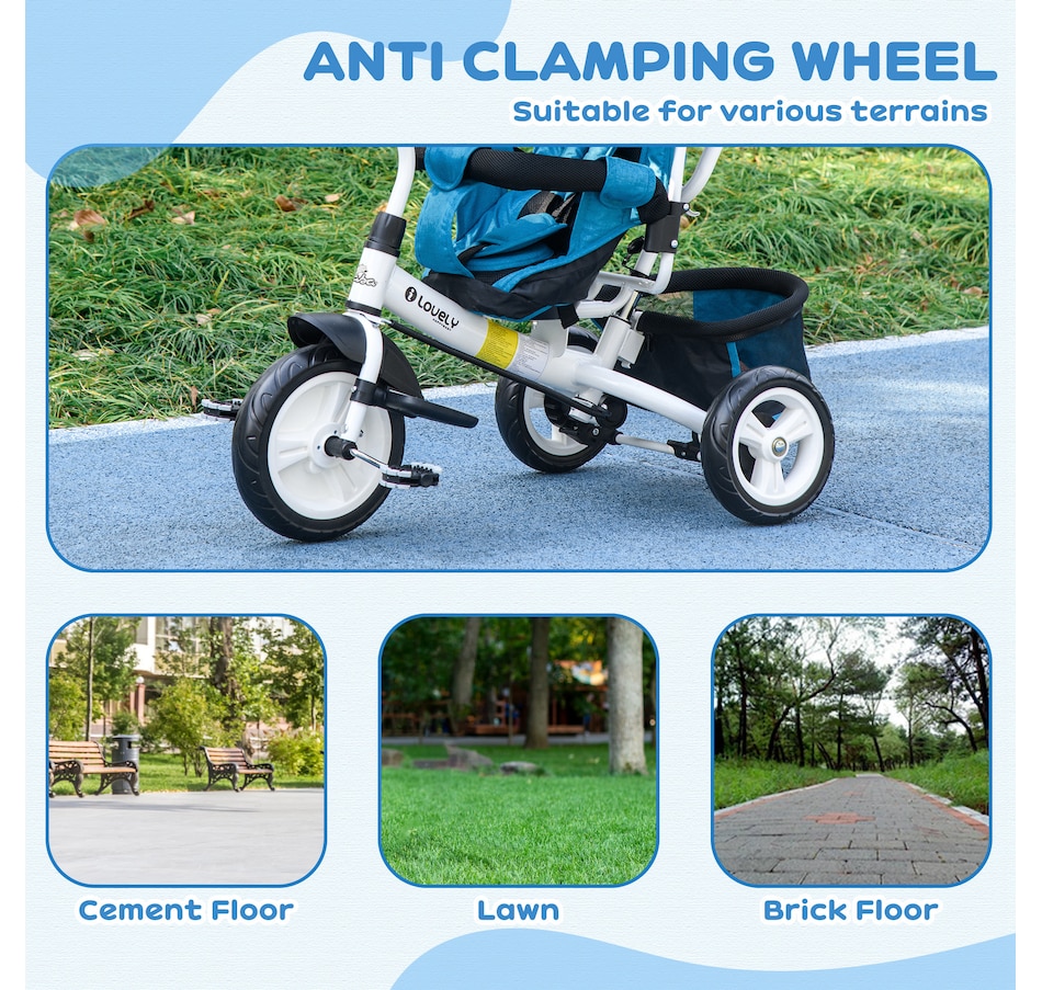 Image 993463_ALTMORE5.jpg, Product 993-463 / Price $139.99, Qaba 6 in 1 Tricycle for Toddler 1-5 Years with Parent-Push Handle, Blue from Qaba on TSC.ca's Toys & Hobbies department