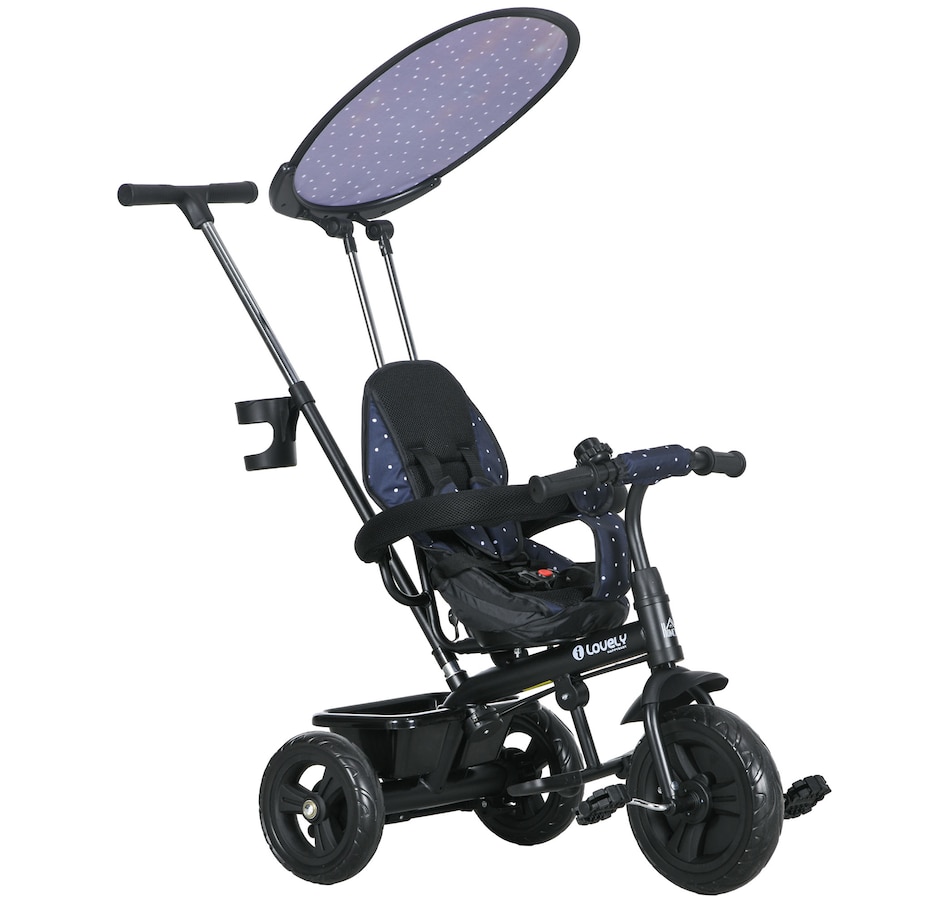 Image 993464.jpg, Product 993-464 / Price $98.99, Qaba 6 in 1 Kids Tricycle with Removable Handlebar and Canopy, Navy Blue from Qaba on TSC.ca's Toys & Hobbies department