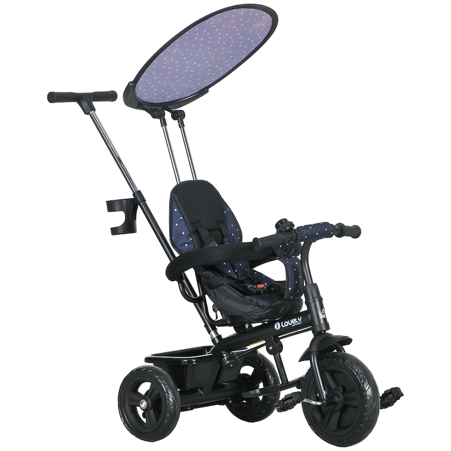 Image 993464.jpg, Product 993-464 / Price $109.99, Qaba 6 in 1 Kids Tricycle with Removable Handlebar and Canopy, Navy Blue from Qaba on TSC.ca's Toys & Hobbies department