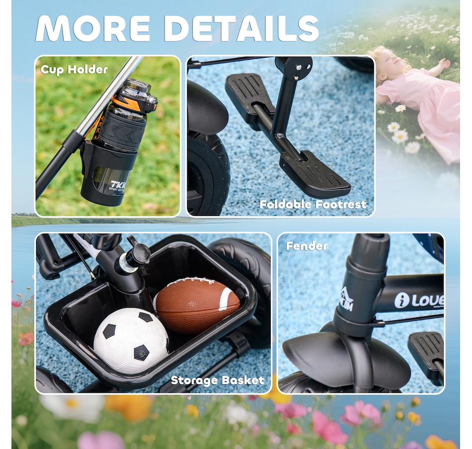 Image 993464_ALTMORE14.jpg, Product 993-464 / Price $98.99, Qaba 6 in 1 Kids Tricycle with Removable Handlebar and Canopy, Navy Blue from Qaba on TSC.ca's Toys & Hobbies department