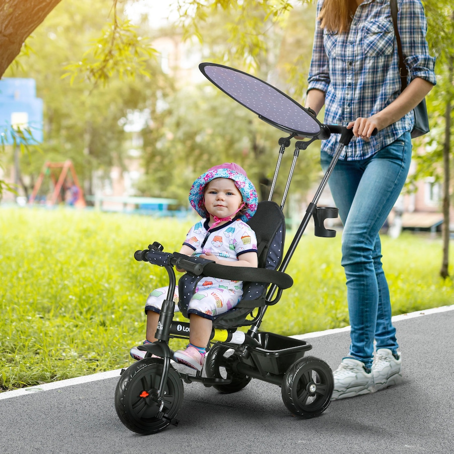 Image 993464_ALTMORE2.jpg, Product 993-464 / Price $109.99, Qaba 6 in 1 Kids Tricycle with Removable Handlebar and Canopy, Navy Blue from Qaba on TSC.ca's Toys & Hobbies department