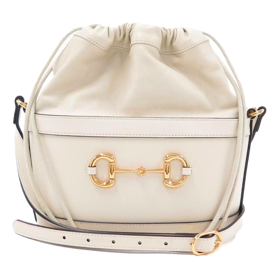 Image 993480_ALTMORE1.jpg, Product 993-480 / Price $3,657.00, Gucci 1955 Horsebit White Leather Bucket Bag Drawstring Crossbody from Gucci on TSC.ca's Fashion department
