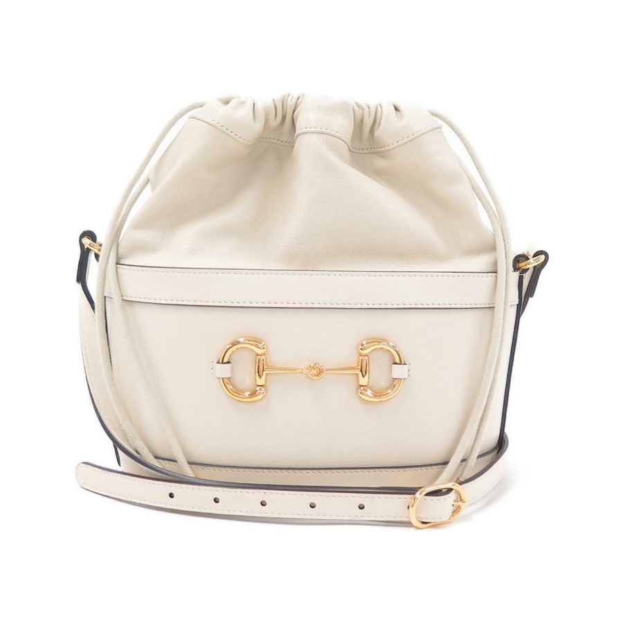 Image 993480_ST01.jpg, Product 993-480 / Price $3,657.00, Gucci 1955 Horsebit White Leather Bucket Bag Drawstring Crossbody from Gucci on TSC.ca's Fashion department