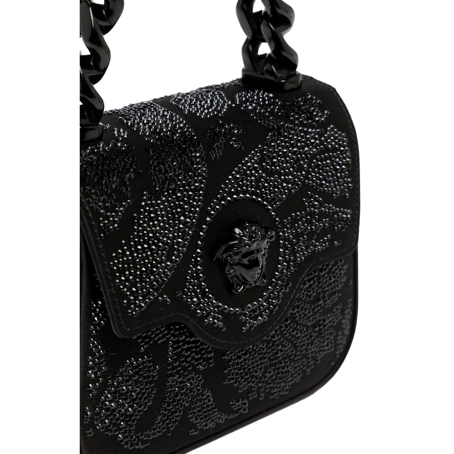 Image 993492_ALTMORE12.jpg, Product 993-492 / Price $5,009.00, Versace La Medusa Crystal Mini Top Handle Tote Crossbody Black Silk from Versace on TSC.ca's Fashion department