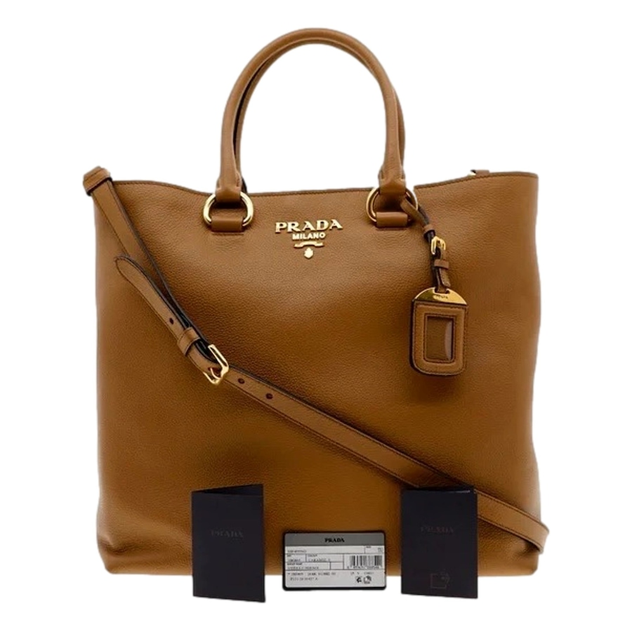 Image 993512_ALTMORE10.jpg, Product 993-512 / Price $4,349.00, Prada Caramel Brown Vitello Phenix Leather Shopping Tote Bag from Prada on TSC.ca's Fashion department