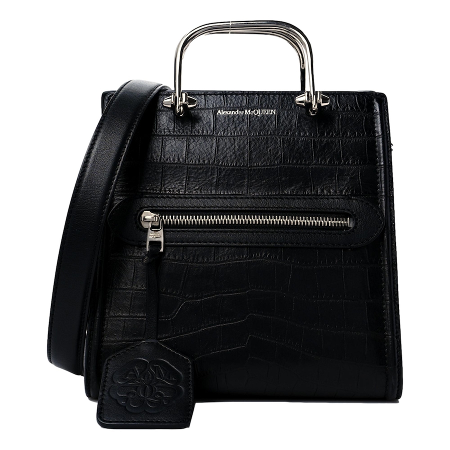 Image 993518_ST01.jpg, Product 993-518 / Price $3,172.00, Alexander McQueen The Short Story Black Croc Print Leather Satchel from Alexander McQueen on TSC.ca's Fashion department