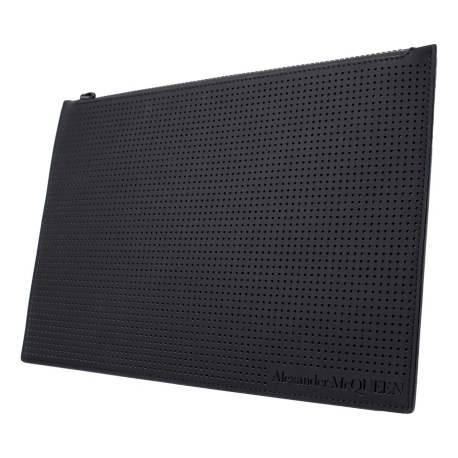 Image 993534_ALTMORE13.jpg, Product 993-534 / Price $875.00, Alexander McQueen Black Leather Perforated Flat Pouch from Alexander McQueen on TSC.ca's Fashion department