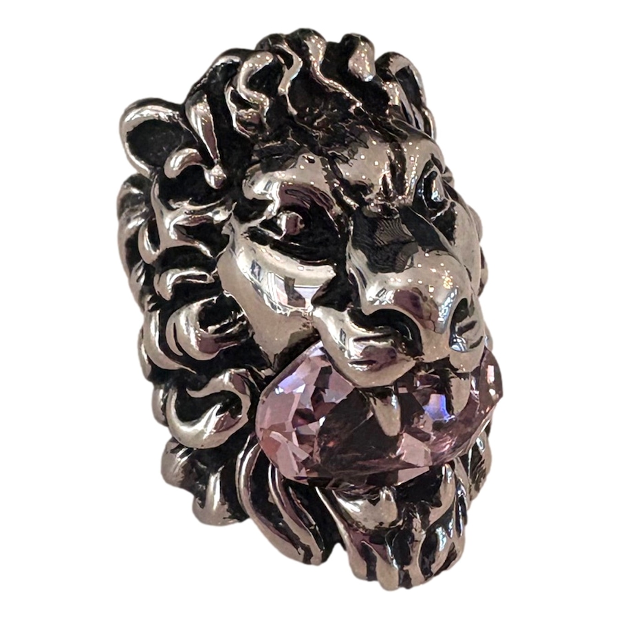 Image 993553_ST01.jpg, Product 993-553 / Price $676.00, Gucci Lion Head Silver Ring with Light Pink Crystal Size 10 from Gucci on TSC.ca's Fashion department