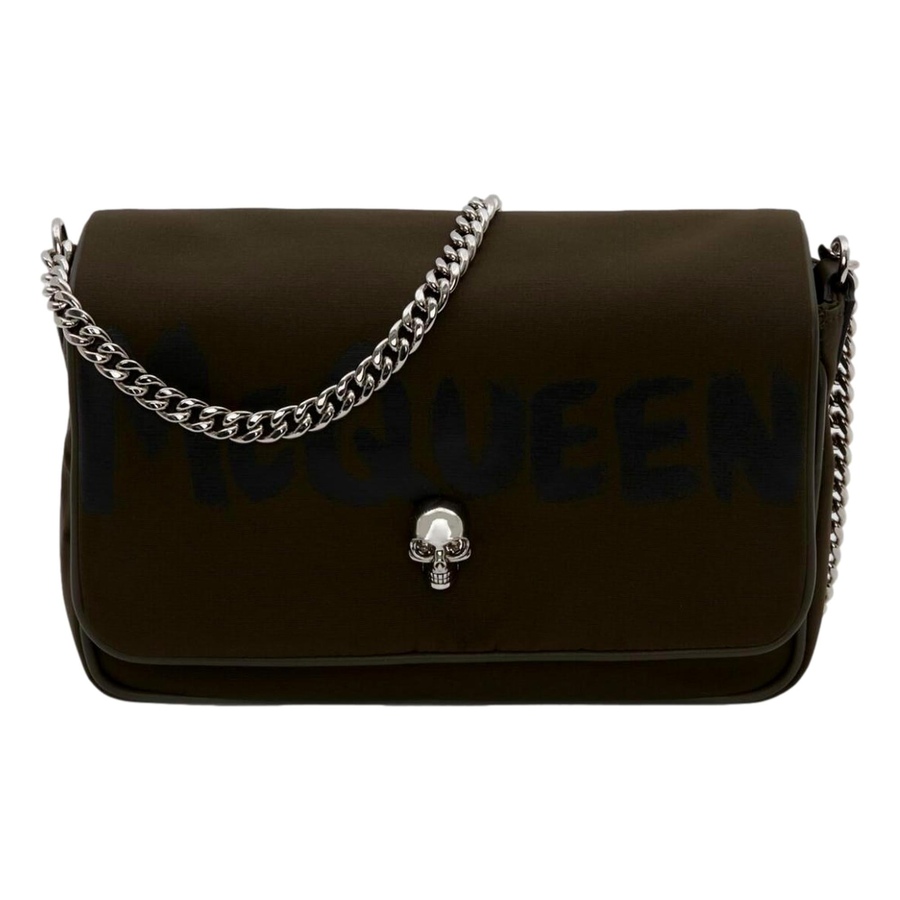 Image 993569_ST01.jpg, Product 993-569 / Price $1,582.00, Alexander McQueen Army Green Nylon Graffiti Skull Shoulder Bag from Alexander McQueen on TSC.ca's Fashion department