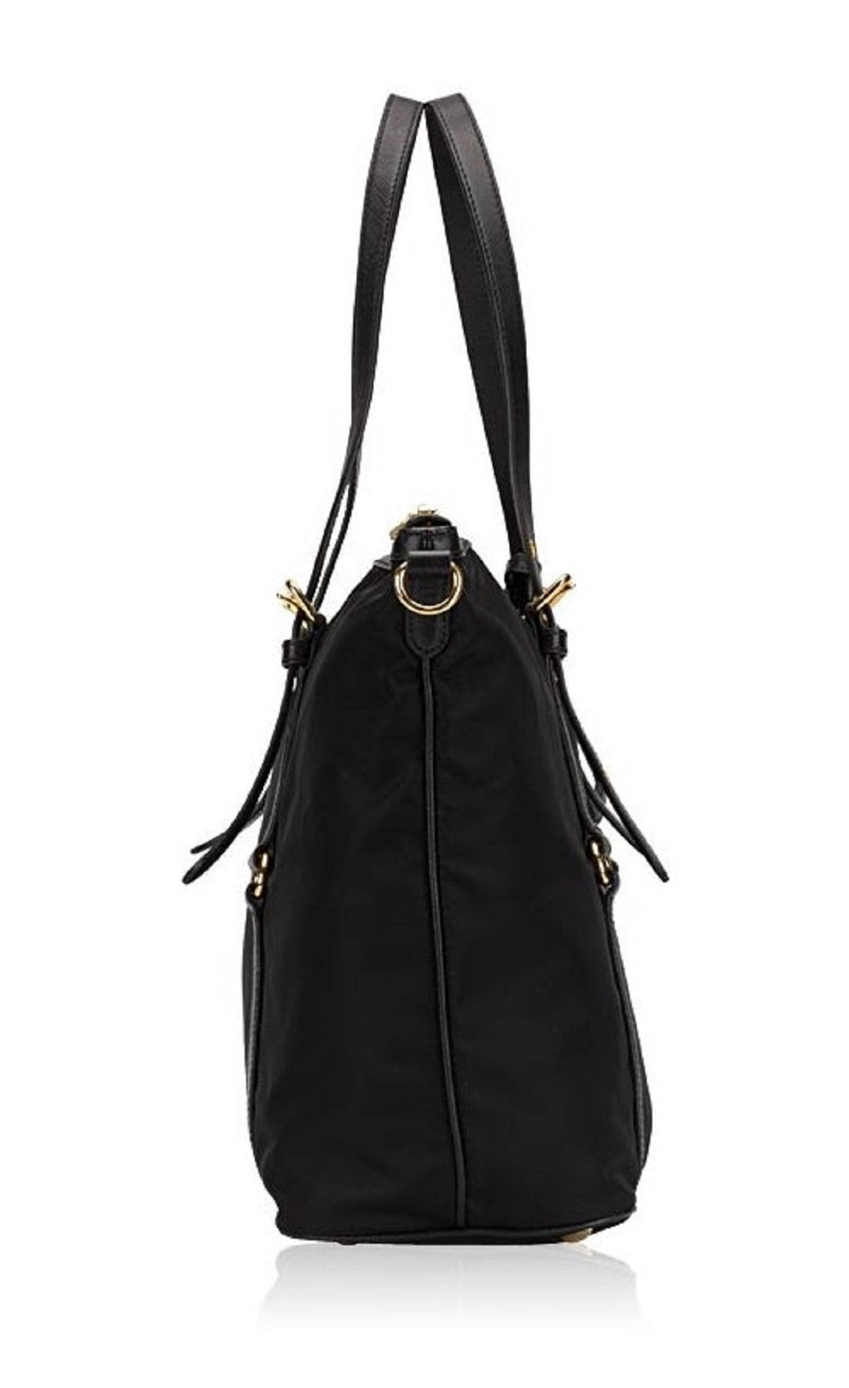 Prada Tessuto Nylon Saffiano Leather Black Top Zip Tote Bag - TSC.ca
