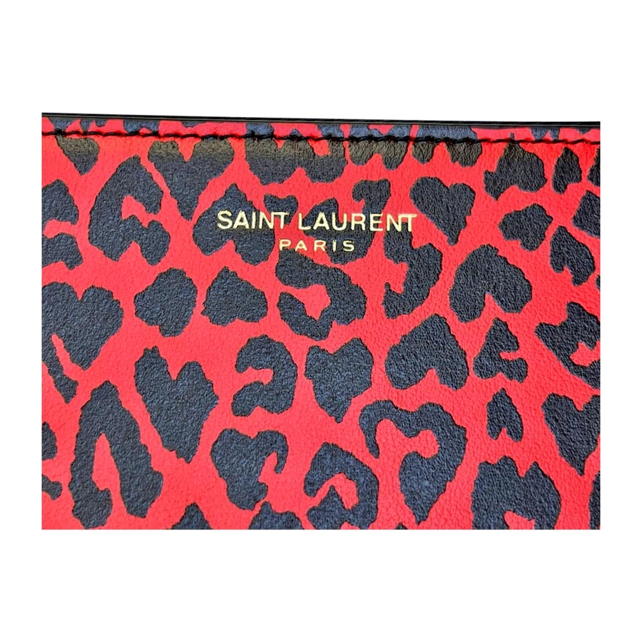 Image 993579_ALTMORE2.jpg, Product 993-579 / Price $946.00, Saint Laurent Rouge Leopard Printed Calfskin Leather Medium Pouch from Yves Saint Laurent on TSC.ca's Fashion department
