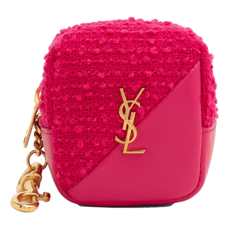 Image 993615_ST01.jpg, Product 993-615 / Price $668.00, Saint Laurent Jamie YSL Keyring Cube Magenta Tweed Leather from Yves Saint Laurent on TSC.ca's Fashion department