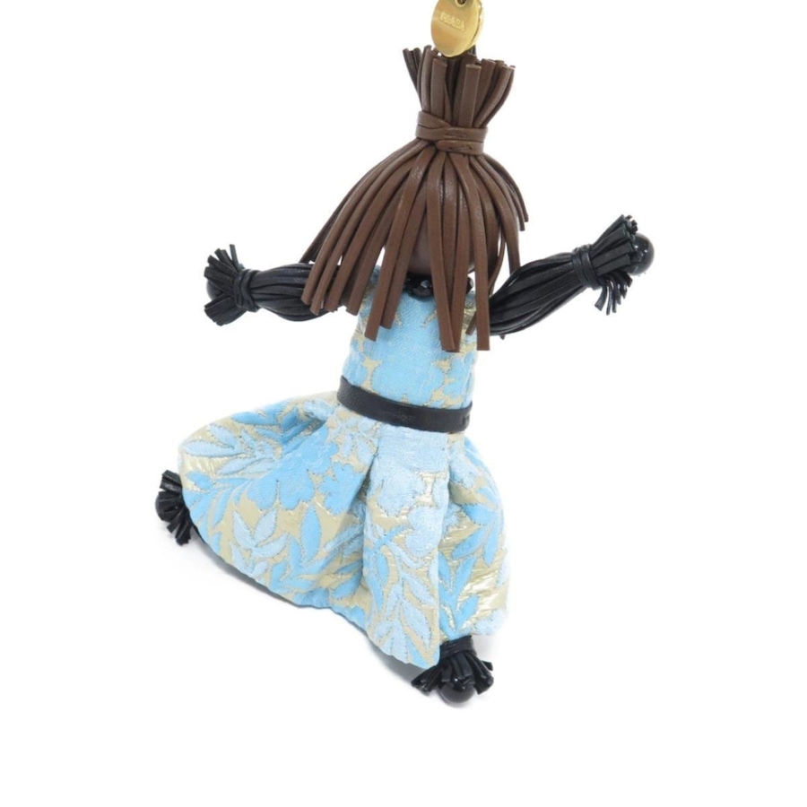 Image 993618_ALTMORE7.jpg, Product 993-618 / Price $469.00, Prada Trick Pelle Azzurro Blue Dress Jasmine Doll Keyring Key Charm from Prada on TSC.ca's Fashion department