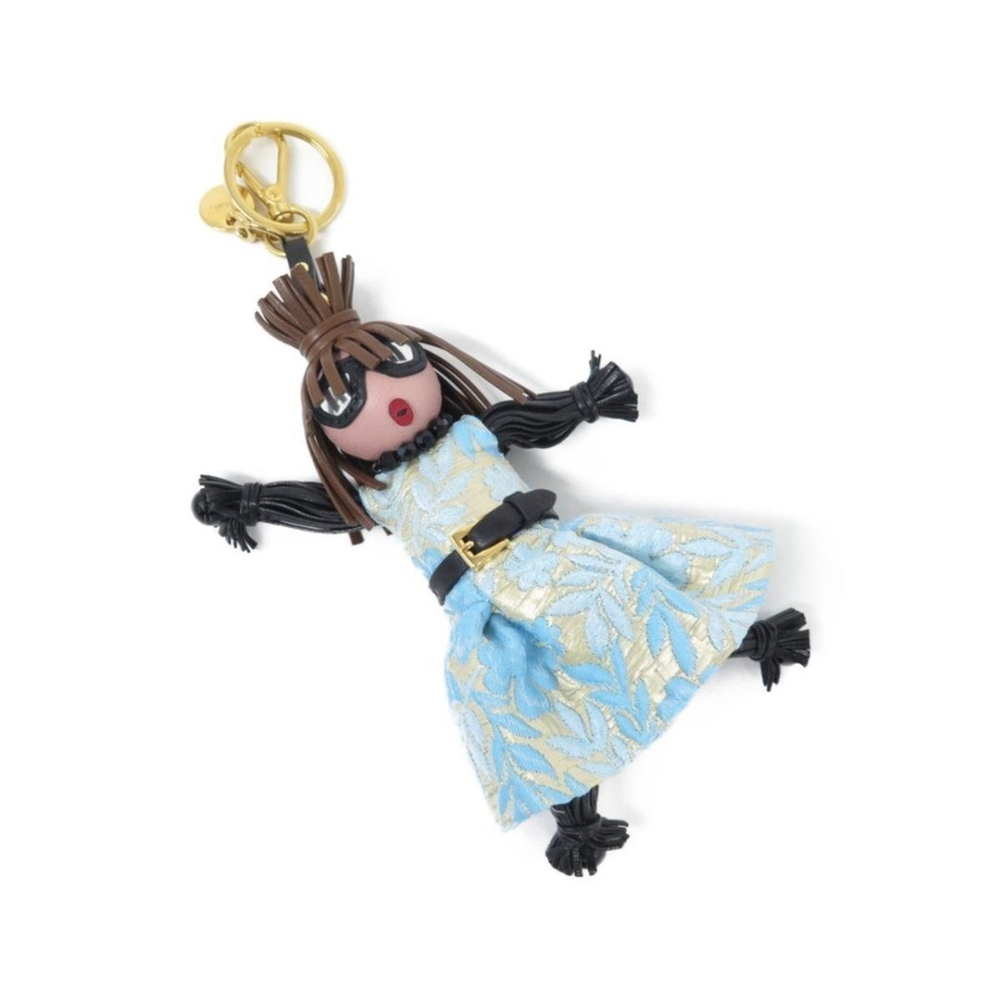 Image 993618_ALTMORE8.jpg, Product 993-618 / Price $469.00, Prada Trick Pelle Azzurro Blue Dress Jasmine Doll Keyring Key Charm from Prada on TSC.ca's Fashion department