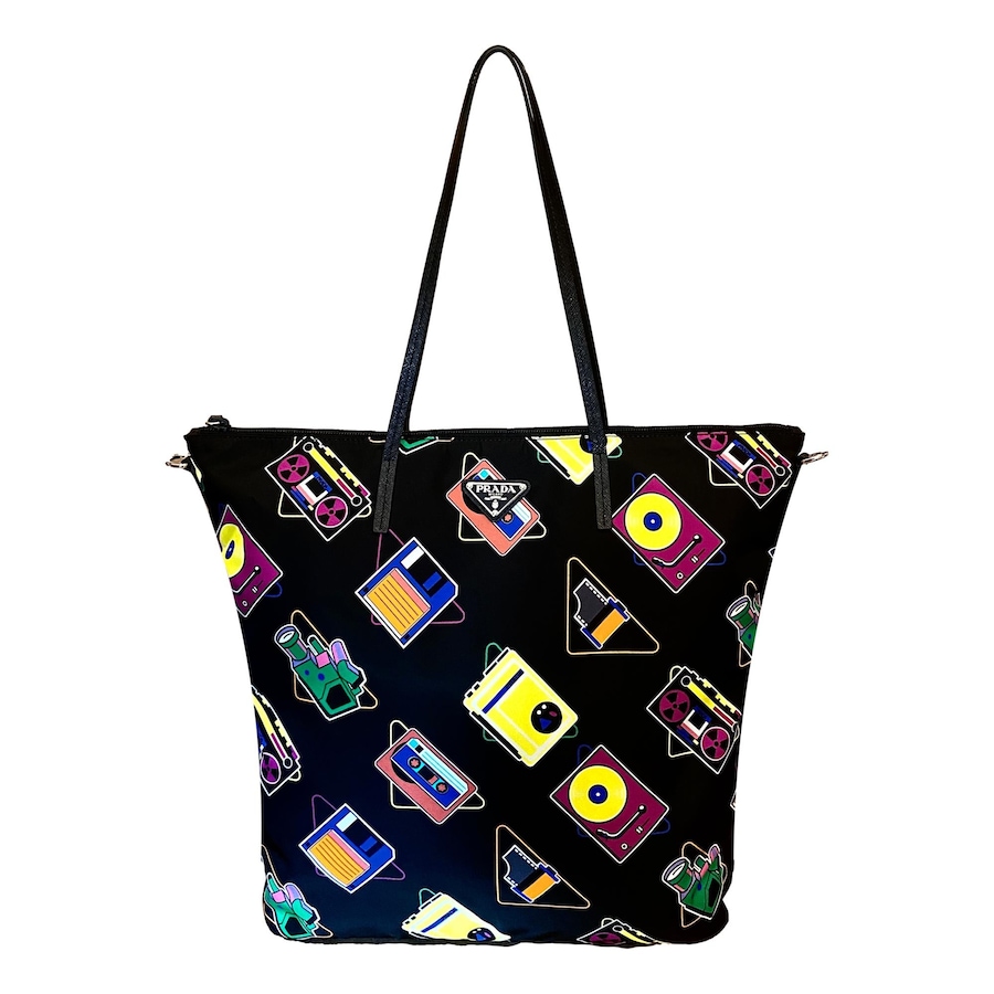 Image 993649_ST01.jpg, Product 993-649 / Price $3,260.00, Prada Cassette Print Black Nylon Convertible Tote Shoulder Bag from Prada on TSC.ca's Fashion department