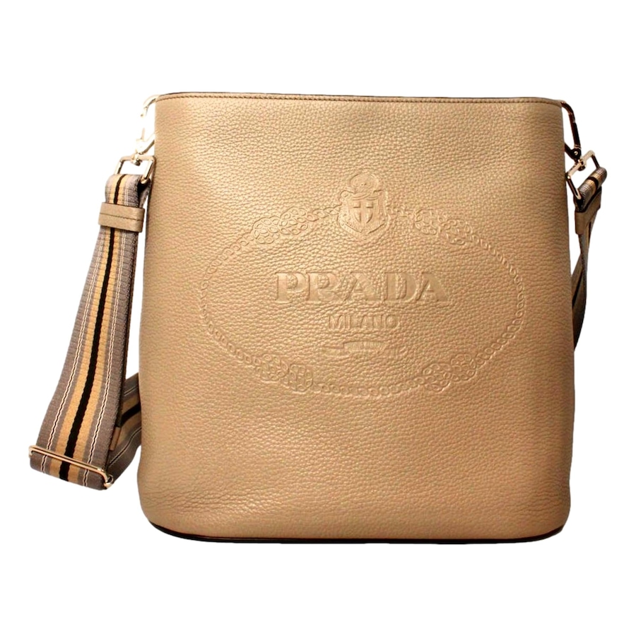 Image 993661_ST01.jpg, Product 993-661 / Price $4,333.00, Prada Vitello Phenix Cammeo Leather Stripe Strap Bucket Bag from Prada on TSC.ca's Fashion department
