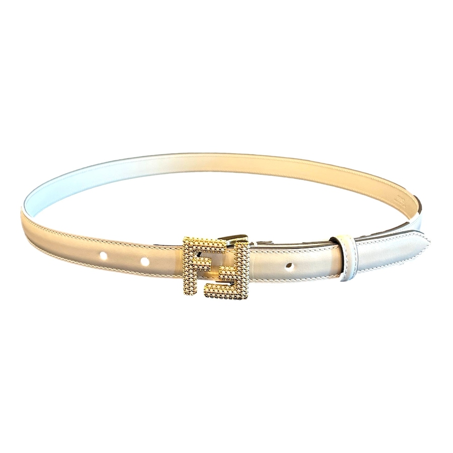 Image 993676_ST01.jpg, Product 993-676 / Price $930.00, Fendi FF Studded Skinny Ivory Latte Belt Size 85 from Fendi on TSC.ca's Fashion department