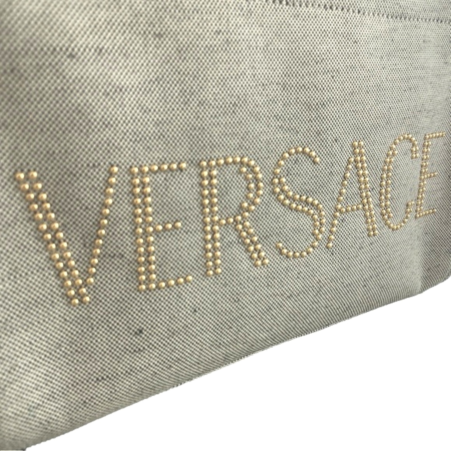 Image 993678_ALTMORE1.jpg, Product 993-678 / Price $2,147.00, Versace Studded Logo Mini Tote Ecru Canvas Crossbody Bag Gold Hardware from Versace on TSC.ca's Fashion department