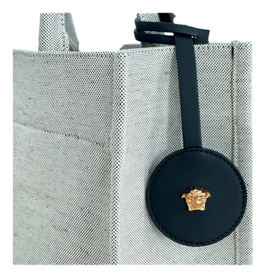Image 993678_ALTMORE2.jpg, Product 993-678 / Price $2,147.00, Versace Studded Logo Mini Tote Ecru Canvas Crossbody Bag Gold Hardware from Versace on TSC.ca's Fashion department
