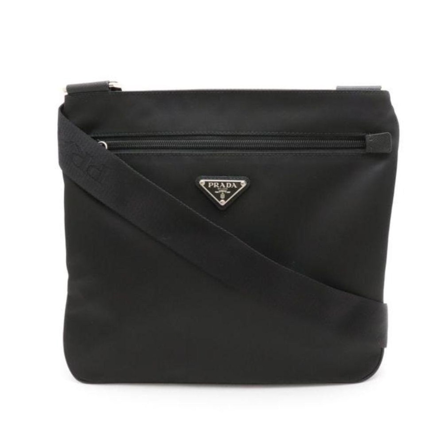 Image 993709_ST01.jpg, Product 993-709 / Price $3,498.00, Prada Tessuto Saffiano Black Messenger Bag Cross Body from Prada on TSC.ca's Fashion department
