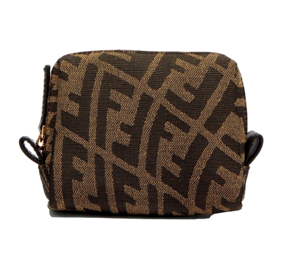 Image 993732_ST01.jpg, Product 993-732 / Price $867.00, Fendi FF Vertigo Brown Canvas Small Travel Beauty Pouch Clutch Bag from Fendi on TSC.ca's Fashion department
