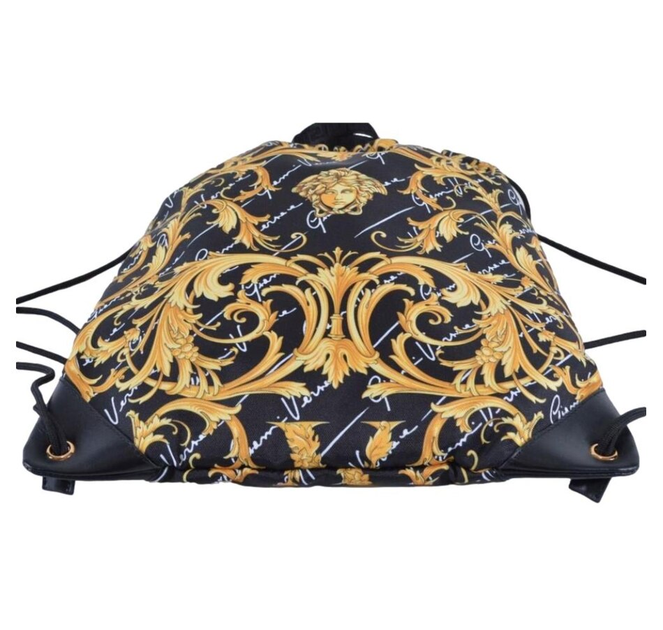 Versace Black Nylon Barocco Signature Print Drawstring  display picture 1