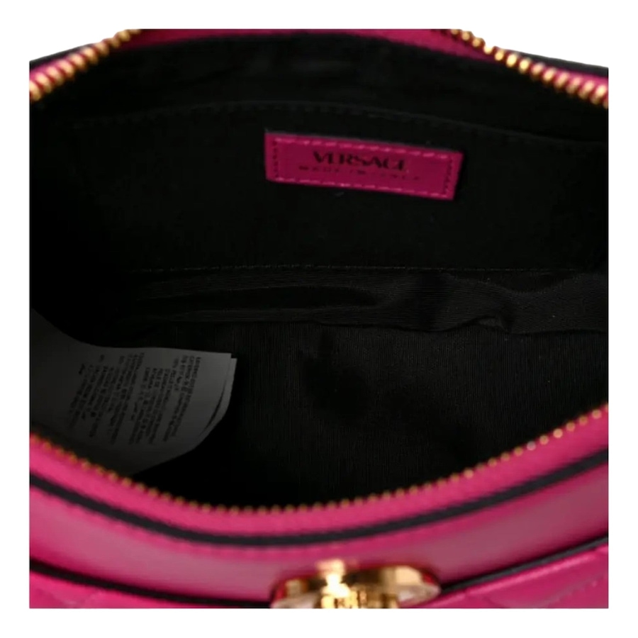 Image 993772_ALTMORE16.jpg, Product 993-772 / Price $2,266.00, Versace La Medusa Pink Quilted Leather Half Moon Bag Gold Chain Crossbody from Versace on TSC.ca's Fashion department