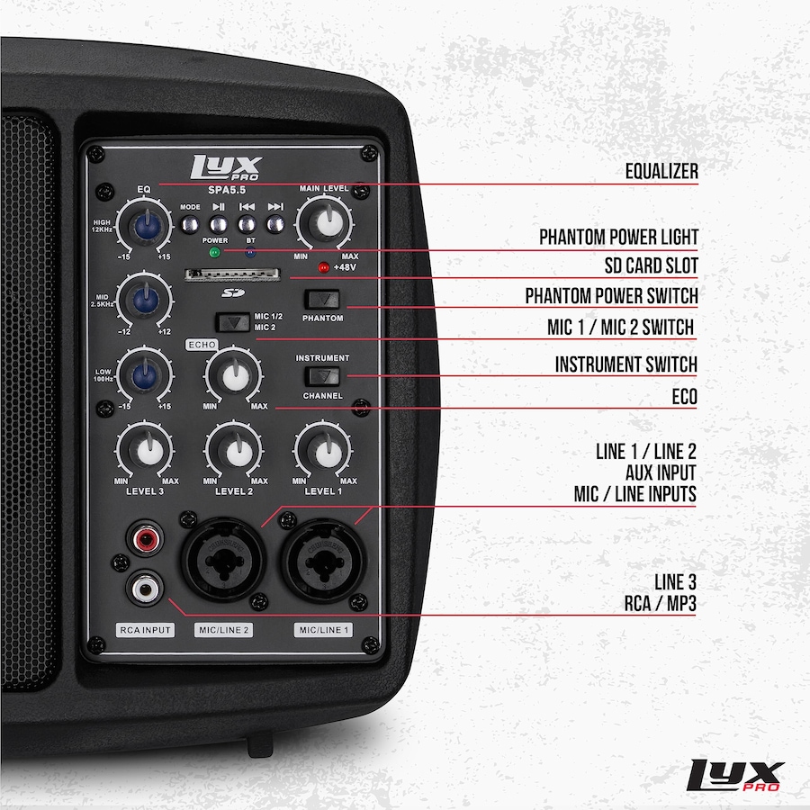 Image 994178_ALTMORE1.jpg, Product 994-178 / Price $229.99, Lyxpro Small Pa Speaker Monitor, Class-d Amplifier with Band EQ and Mixer 48v Phantom Power from LyxPro on TSC.ca's Electronics department